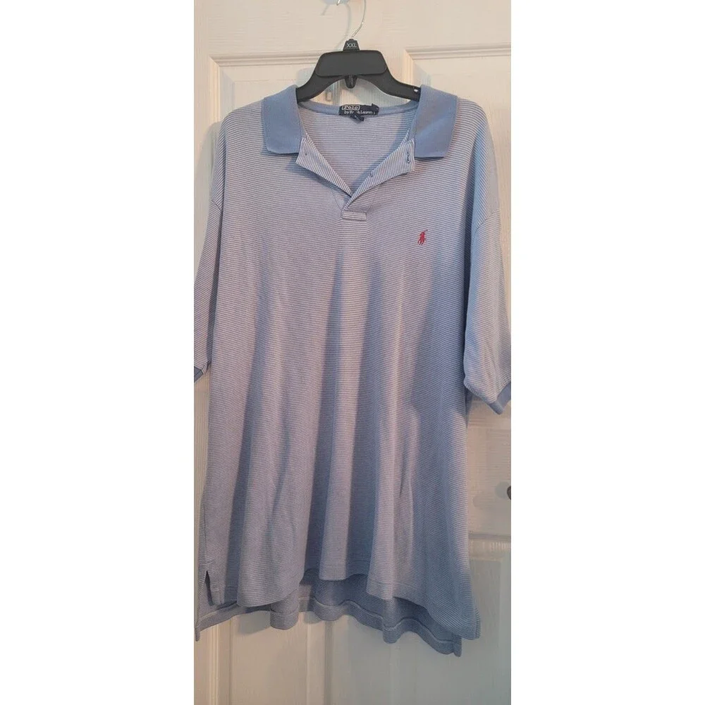 POLO GOLF Ralph Lauren Men’s Golf Polo Shirt Sz XXL Blue Pin Striped